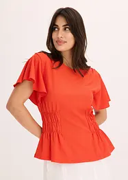 Topp med smock i kräppad jersey, bonprix