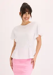 Topp med smock i kräppad jersey, bonprix