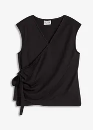 Jerseytopp av crêpe i omlottstil, bonprix