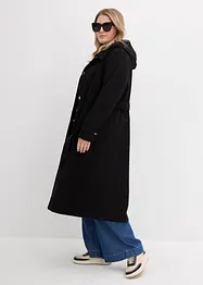 Vadlång kappa i trenchcoatstil med avtagbar huva, bonprix
