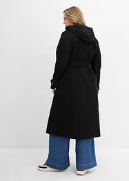 Vadlång kappa i trenchcoatstil med avtagbar huva, bonprix