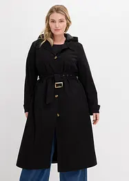 Vadlång kappa i trenchcoatstil med avtagbar huva, bonprix