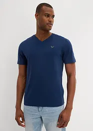 T-shirt med V-ringning (2-pack) av ekologisk bomull, bonprix