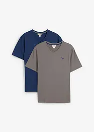 T-shirt med V-ringning (2-pack) av ekologisk bomull, bonprix
