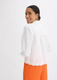 Skjortblus med hålbroderi, bonprix