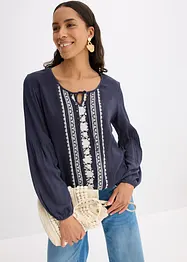 Blus med broderi, bonprix
