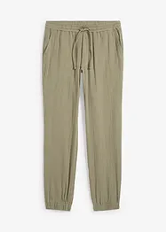 Vid dra på-byxa i muslin, regular fit, tapered, bonprix