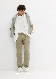 Vid dra på-byxa i muslin, regular fit, tapered, bonprix