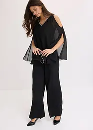 Jumpsuit med poncho och strass, bonprix