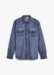 Långärmad bomullsskjorta med tvättad look, bonprix