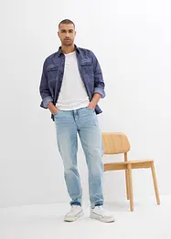 Långärmad bomullsskjorta med tvättad look, bonprix