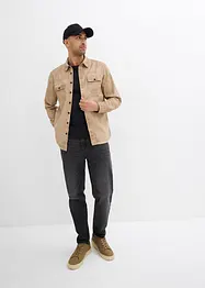 Långärmad bomullsskjorta med tvättad look, bonprix