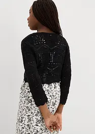 Stickad bolero med broderi och 3/4-ärmar för barn, bonprix