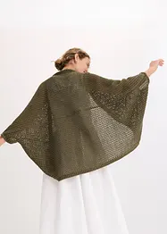 Hålmönstrad poncho med linneandel, bonprix