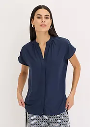 Kortärmad blus med dold knappslå, bonprix