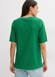 Kräppad, lätt transparent topp med hålbroderi, bonprix
