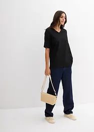 Kräppad, lätt transparent topp med hålbroderi, bonprix