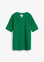 Kräppad, lätt transparent topp med hålbroderi, bonprix