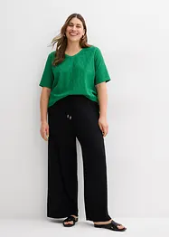 Kräppad, lätt transparent topp med hålbroderi, bonprix