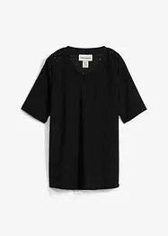 Kräppad, lätt transparent topp med hålbroderi, bonprix