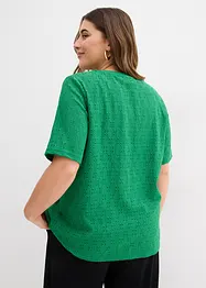 Kräppad, lätt transparent topp med hålbroderi, bonprix