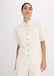 Skjortblus i tunn bomullsmix, bonprix