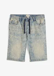 Dra på-bermudas i tunn denim, Slim Fit, bonprix