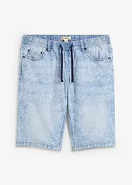 Dra på-bermudas i tunn denim, Slim Fit, bonprix