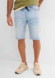 Dra på-bermudas i tunn denim, Slim Fit, bonprix