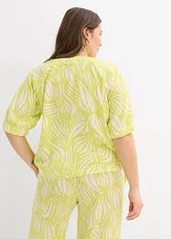 Kortärmad blus med linnelook, bonprix
