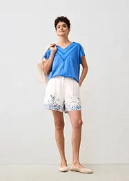 T-shirt i rent linne med spets, bonprix