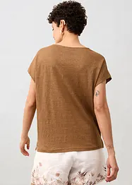 T-shirt i rent linne med spets, bonprix