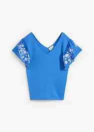 Stickad topp med sidenandel och chiffongärmar, bonprix