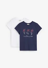 T-shirt i basmodell med tryck (2-pack), bonprix