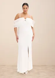 Brudklänning i glänsande satin med strass, bonprix