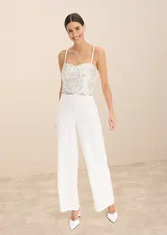 Brudjumpsuit i kräpp med struktur och med pärlbroderi, bonprix