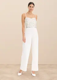 Brudjumpsuit i kräpp med struktur och med pärlbroderi, bonprix