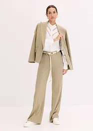 Blus med linneandel och virkad spets, bonprix