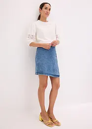 Kortärmad blus med linneandel, bonprix