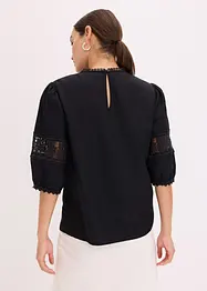 Kortärmad blus med linneandel, bonprix