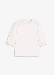 Kortärmad blus med linneandel, bonprix