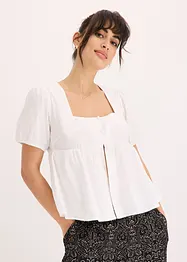 Blus med puffärmar och knappar, bonprix