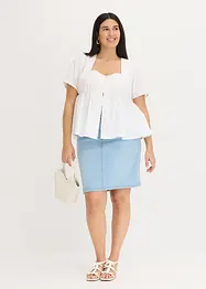 Blus med puffärmar och knappar, bonprix