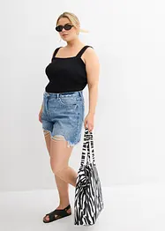 Jeansshorts med stretch och  hög midja, bonprix
