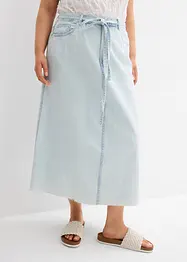 Mellanlång jeanskjol Mid Waist, Super Soft, bonprix