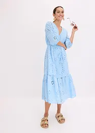 Mellanlång klänning med hålbroderi, bonprix
