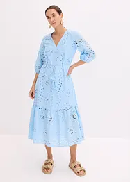 Mellanlång klänning med hålbroderi, bonprix