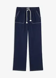 Byxa med snodd i midjan och kontrasterande sömmar, av lätt twill, bonprix