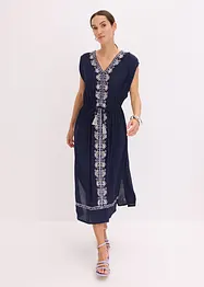 Mellanlång klänning med broderi i bohemisk stil, bonprix
