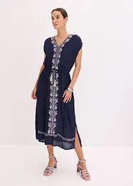 Mellanlång klänning med broderi i bohemisk stil, bonprix